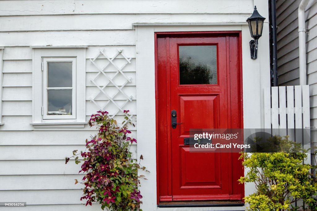 Front red door entrace