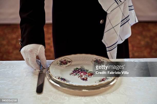 Rome, Italy The waiters in the Quirinale during the preparations for a lunch was offered by the President of the Italian Republic in the Salone delle...
