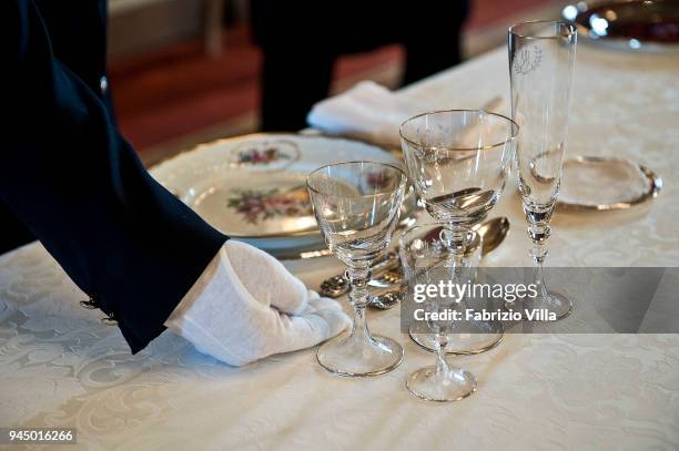 Rome, Italy The waiters in the Quirinale during the preparations for a lunch was offered by the President of the Italian Republic in the Salone delle...