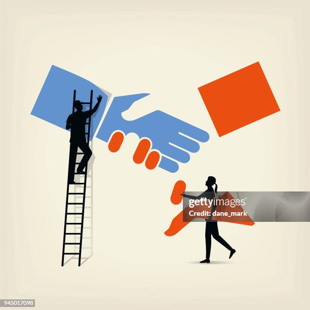 agreement illustration - mergers and acquisitions stock illustrations