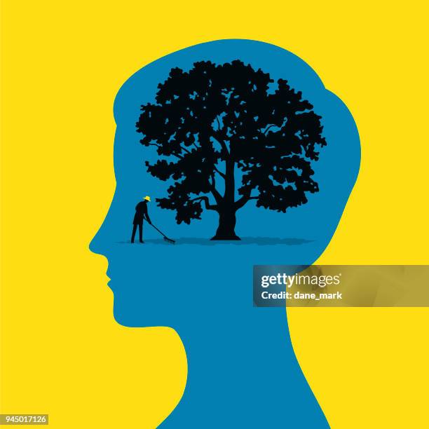 ilustraciones, imágenes clip art, dibujos animados e iconos de stock de ilustración de salud mental - cabeza humana