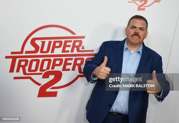 Actor Kevin Heffernan arrives for the premiere of Fox Searchlight's 'Super Troopers 2' at the ArcLight Cinema in Hollywood, California, on April 11,...