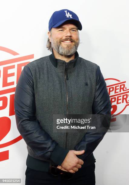 Tyler Labine arrives to the Los Angeles premiere of Fox Searchlight Pictures' "Super Troopers 2" held at ArcLight Hollywood on April 11, 2018 in...