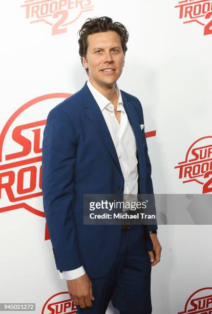 Hayes MacArthur arrives to the Los Angeles premiere of Fox Searchlight Pictures' "Super Troopers 2" held at ArcLight Hollywood on April 11, 2018 in...