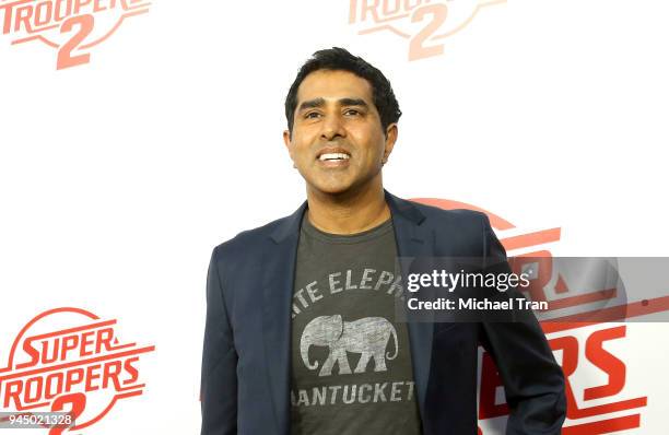 Jay Chandrasekhar arrives to the Los Angeles premiere of Fox Searchlight Pictures' "Super Troopers 2" held at ArcLight Hollywood on April 11, 2018 in...