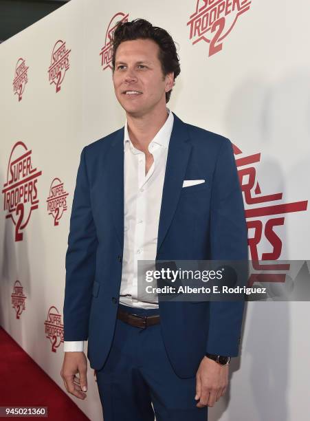 Hayes MacArthur attends the premiere of Fox Searchlight's "Super Troopers 2" at ArcLight Hollywood on April 11, 2018 in Hollywood, California.