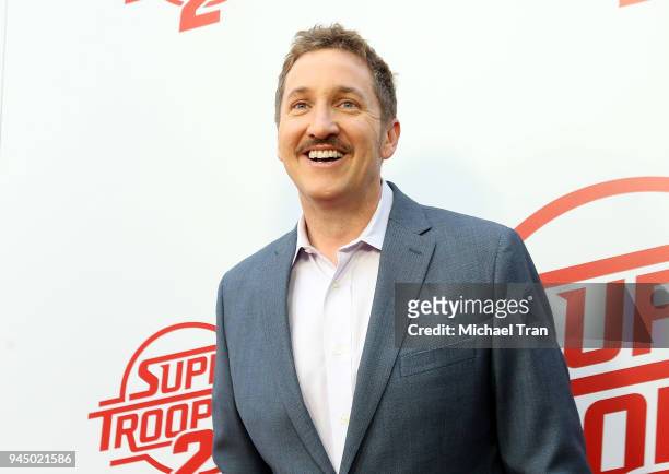 Paul Soter arrives to the Los Angeles premiere of Fox Searchlight Pictures' "Super Troopers 2" held at ArcLight Hollywood on April 11, 2018 in...