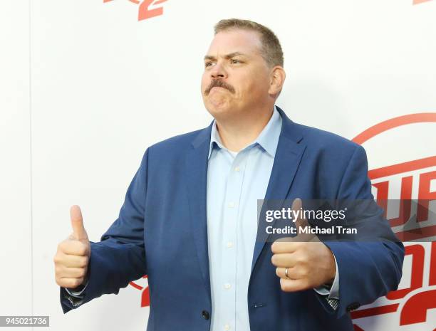 Kevin Heffernan arrives to the Los Angeles premiere of Fox Searchlight Pictures' "Super Troopers 2" held at ArcLight Hollywood on April 11, 2018 in...