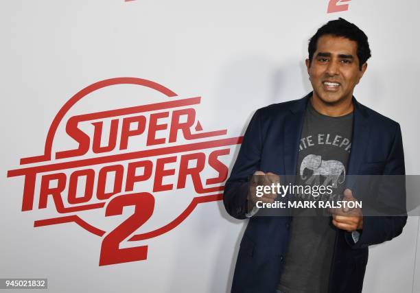 Actor Jay Chandrasekhar arrives for the premiere of Fox Searchlight's 'Super Troopers 2' at the ArcLight Cinema in Hollywood, California, on April...