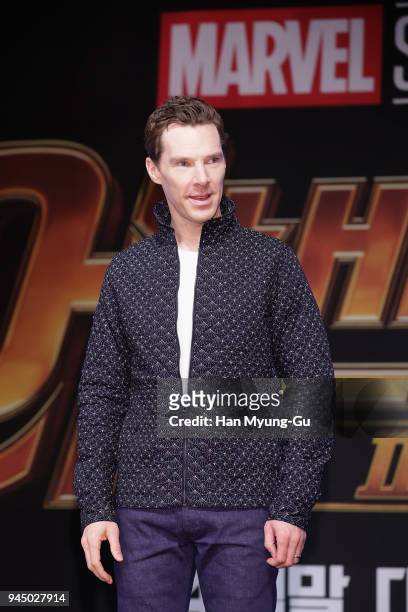 Benedict Cumberbatch attends the press conference for 'Avengers Infinity War' Seoul premiere on April 12, 2018 in Seoul, South Korea.