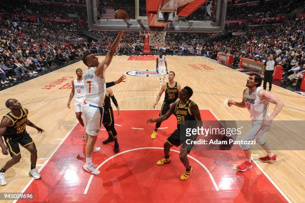 Sam Dekker of the LA Clippers goes to the basket against the Los Angeles Lakers on April 11, 2018 at STAPLES Center in Los Angeles, California. NOTE...
