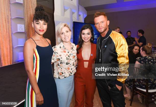Alexandra Shipp, Hannah Hart, Isabella Gomez and August Getty attend Rising Stars at the GLAAD Media Awards Los Angeles at The Beverly Hilton Hotel...