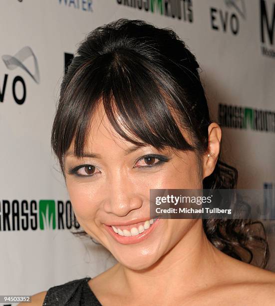 Actress Kahi Lee arrives at the launch party for MH+L magazine, held at the Boulevard3 nightclub on December 15, 2009 in Los Angeles, California.