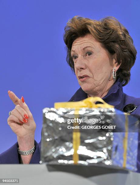 Competition commissioner Neelie Kroes holds a press conference on December 16, 2009 at the EU headquarters in Brussels. The European Commission has...