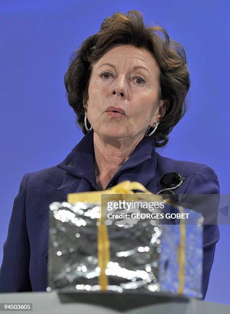 Competition commissioner Neelie Kroes holds a press conference on December 16, 2009 at the EU headquarters in Brussels. The European Commission has...