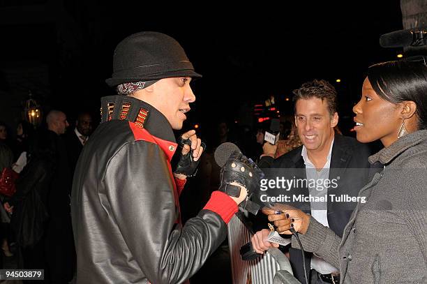 Musician Tabu of the Black Eyed Peas is interviewed on the red carpet at the launch party for MH+L magazine, held at the Boulevard3 nightclub on...