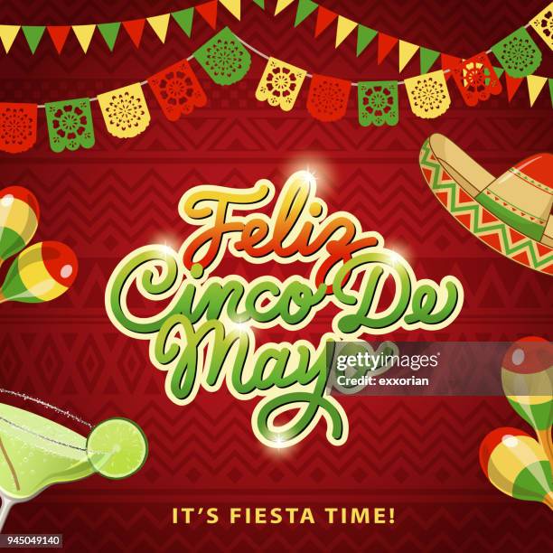 cinco de mayo fiesta - sombrero maracas stock illustrations