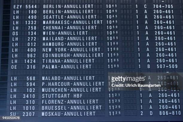 Strike in the public service and strong disabilities in air travel. Scoreboards with references to canceled flights at Frankfurt airport.
