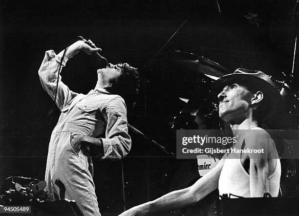 Russell Mael and Ron Mael from Sparks perform live on stage in Amsterdam, Netherlands in 1975