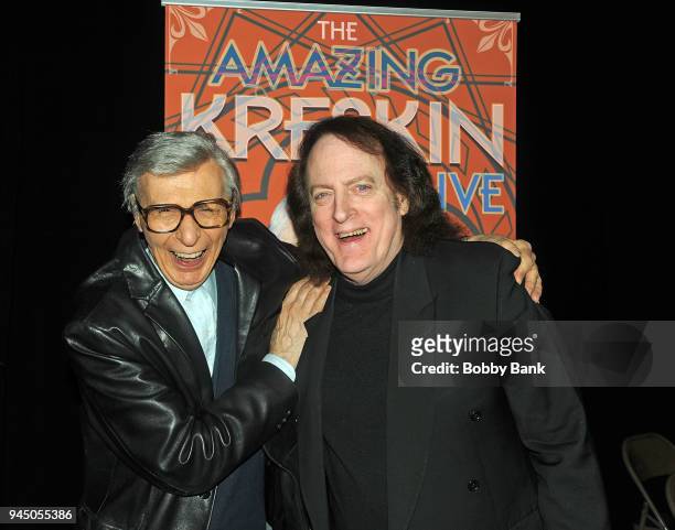 The Amazing Kreskin and singer Tommy James attend "The Amazing Kreskin Live" at Theatre Row's Lion Theatre on April 11, 2018 in New York City.