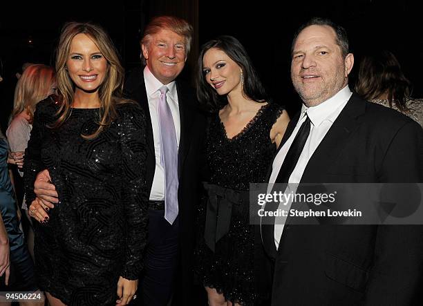 Melania Trump, Donald Trump, Georgina Chapman and Harvey Weinstein attend the after party of the New York premiere of "NINE" at the M2 Ultra Lounge...