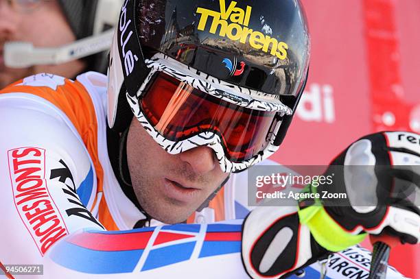 Adrien Theaux of France during the Audi FIS Alpine Ski World Cup Men's Downhill Training on December 16, 2009 in Val Gardena, Italy.
