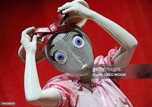 Emma Findlay prepares for her role as Angelina Ballerina, prior to a performance with the English National Ballet in Sydney on December 10, 2009....