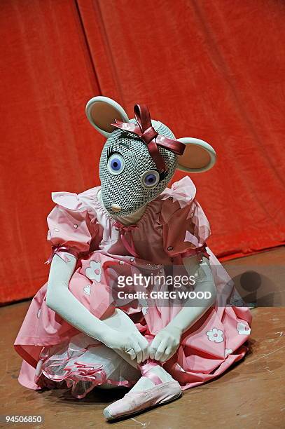 Emma Findlay prepares for her role as Angelina Ballerina, prior to a performance with the English National Ballet in Sydney on December 10, 2009....
