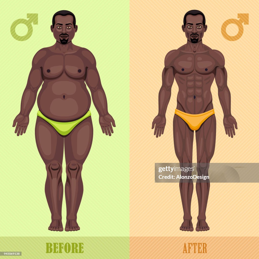 Man Before And After Weight Loss High-Res Vector Graphic - Getty