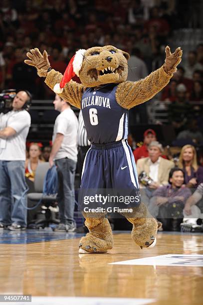 The Villanova mascot performs during the game between the Villanova Wildcats and the Maryland Terrapins during the BB&T Classic on December 6, 2009...