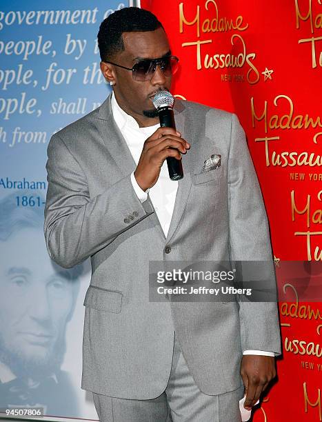 Music Producer Sean "Diddy" Combs attends the Sean Combs wax figure unveiling at Madame Tussauds on December 15, 2009 in New York City.
