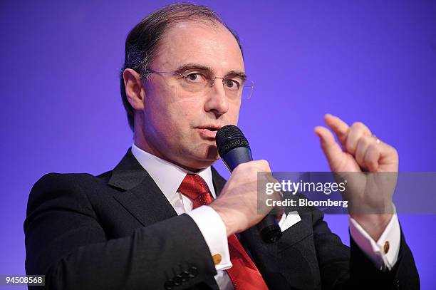 Xavier Rolet, chief executive of the London Stock Exchange , gestures while speaking at the Autorites des Marches Financiers annual conference in...
