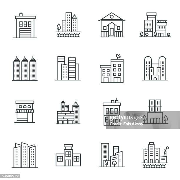 Buildings Icon Set High-Res Vector Graphic