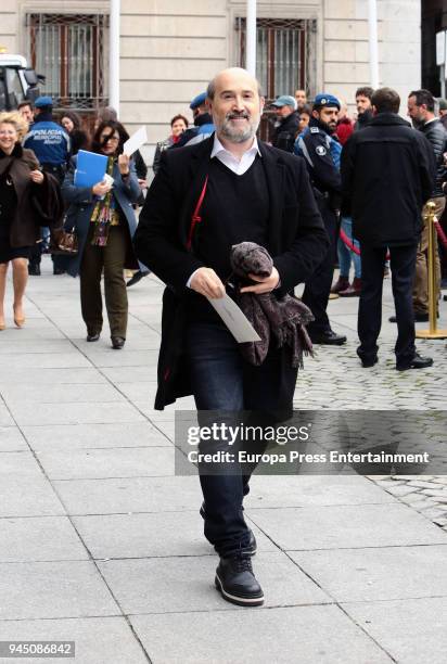 Javier Camara attends the event where Pedro Almodovar and Raphael are declared Adoptive Son of Madrid at Casa de la Villa on April 11, 2018 in...