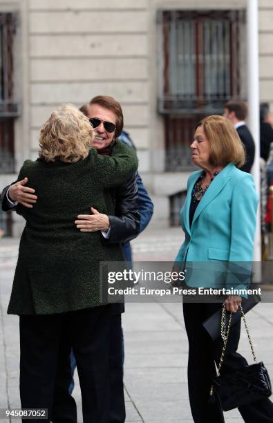 Natalia Figueroa , Manuela Carmena and Raphael attend the event where Pedro Almodovar and Raphael are declared Adoptive Son of Madrid at Casa de la...