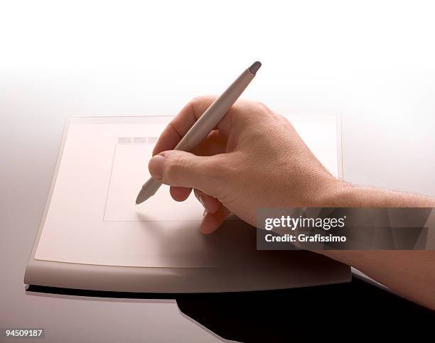 digital drawing on graphic tablet - image editing software stock illustrations
