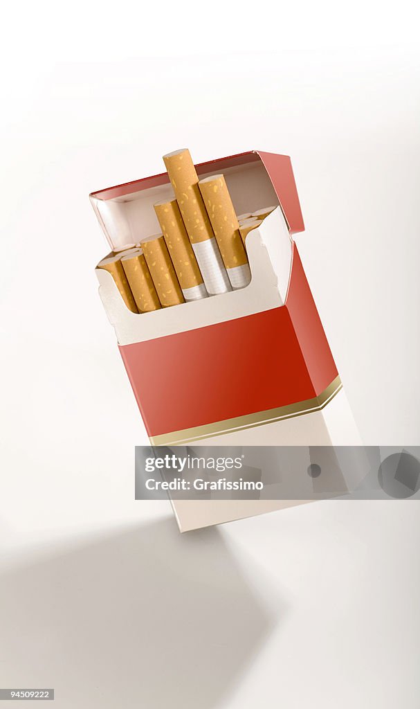 Cigarette pack on white