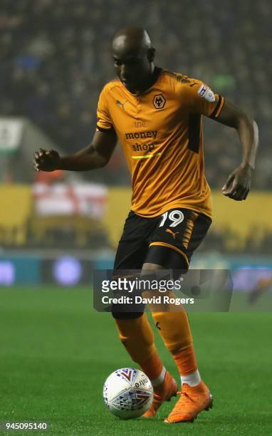 Benik Afobe of Wolverhampton Wanderers runs with the ball during the Sky Bet Championship match between Wolverhampton Wanderers and Derby County at...