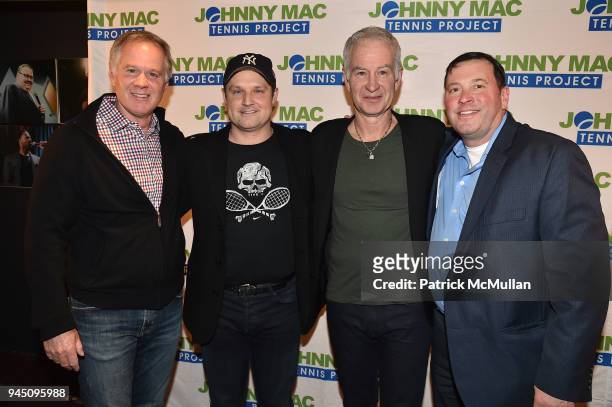 Patrick McEnroe, R.D. Ferman, John McEnroe and Tom Ellis attend Stand Up For A Cause Johnny Mac Tennis Project Comedy Night at Carolines On Broadway...