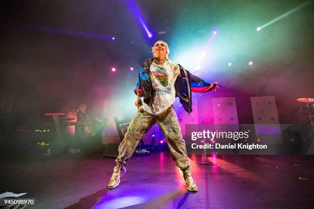 Recording artist Hayley Kiyoko performs on stage to a sold-out crowd during opening night of her "Expectations" tour at The Observatory North Park on...