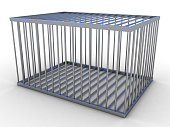 A large empty animal cage isolated on a white background