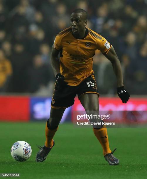 Willy Boly of Wolverhampton Wanderers runs with the ball during the Sky Bet Championship match between Wolverhampton Wanderers and Derby County at...