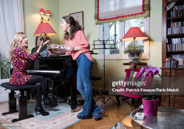 Singer Natalie Dessay with her daughter Neima Naouri are photographed for Paris Match on January 5, 2018 in Paris, France.