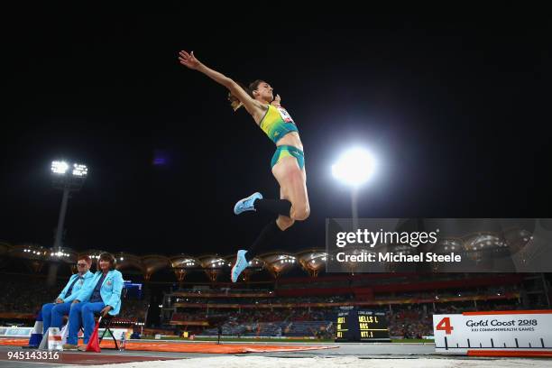 Lauren Wells of Australia competes in the Women's Long Jump final during athletics on day eight of the Gold Coast 2018 Commonwealth Games at Carrara...