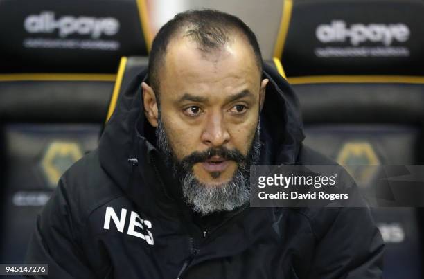 Nuno Espirito Santo, the Wolverhampton Wanderers manager looks on during the Sky Bet Championship match between Wolverhampton Wanderers and Derby...