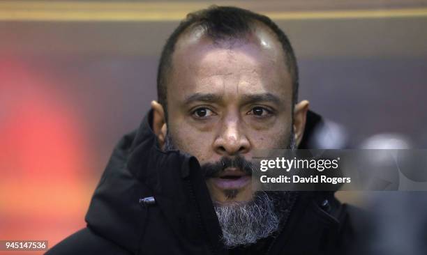 Nuno Espirito Santo, the Wolverhampton Wanderers manager looks on during the Sky Bet Championship match between Wolverhampton Wanderers and Derby...