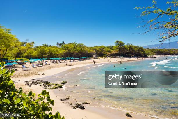 hapuna beach op het grote eiland van hawaï - hapuna beach stockfoto's en -beelden