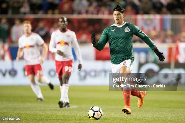 Alan Pulido of C.D. Guadalajara in action during the New York Red Bulls Vs C.D. Guadalajara CONCACAF Champions League Semi-final 2nd leg match at Red...