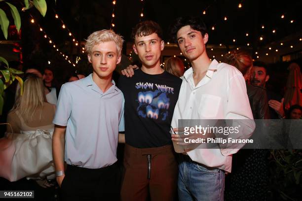 Troye Sivan, Tommy Dorfman, and Jacob Bixenman attend Flaunt and /Nyden Celebrate The New Fantasy Issue with a dinner honoring Hari Nef at The...