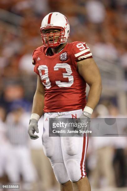 Ndamukong Suh of the Nebraska Cornhuskers stands on the field during Big 12 Football Championship game against the Texas Longhorns at Cowboys Stadium...